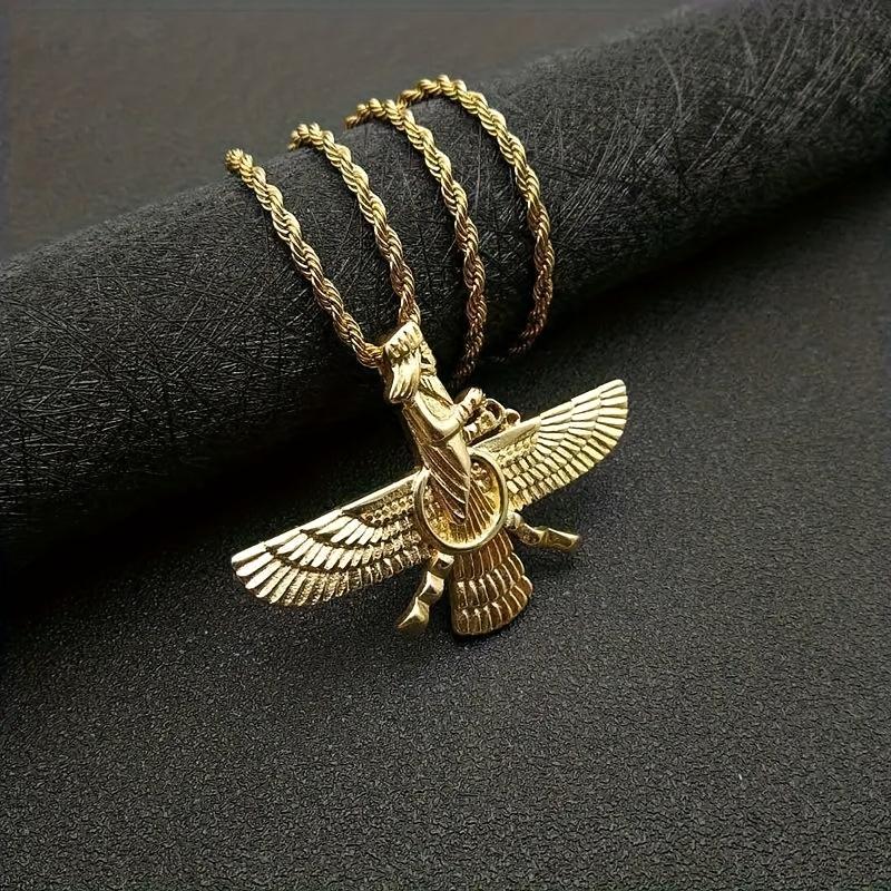 A Stylish And Creative Vintage Trend Ahura Mazda Pendant Necklace Featuring The Fire of Truth Zoroa, Perfect for Women'S Fashion Jewelry.