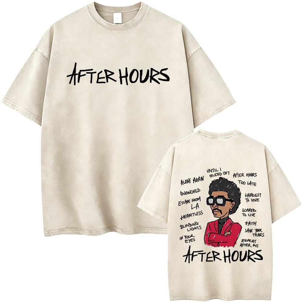 Стирка Винтажная Футболка Рэпер Playboi Carti с The Weeknd After Hours Til Dawn Тур 2026 Мужская Мода Хип-Хоп Оверсайз Футболка