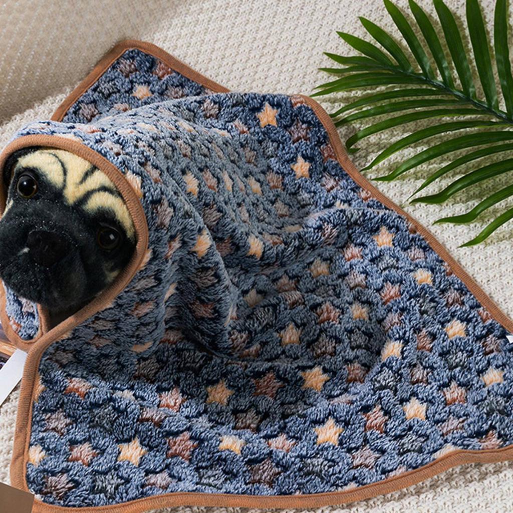 Теплый плед для питомца Осень Зима Принт Маленькие Звезды Пушистый Холодостойкий Плед для Собак Кошек для Щенков Собак Кошек Пурпурно-синий