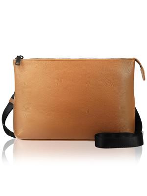 Сумка-сакош из натуральной кожи, на плечо, коричневая, мужская, с защитой от скимминга, тонкая,