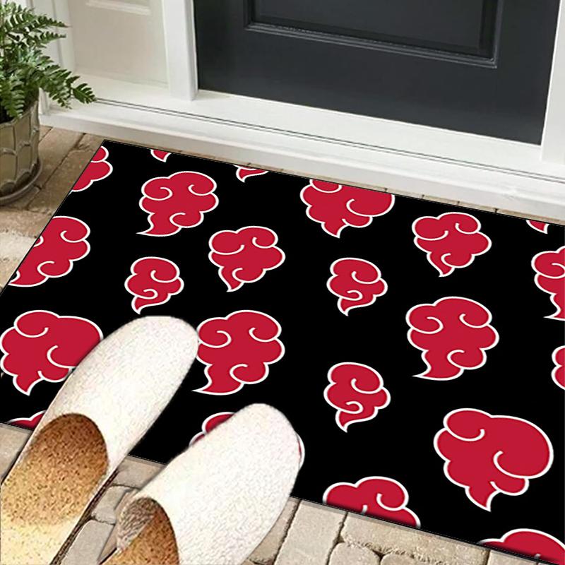 Anime Red Clouds On Black Background Office Rug Chair Mat, Game Carpet, Suitable for Front Door, Bedroom, Living Room, Desk, Holiday Gift