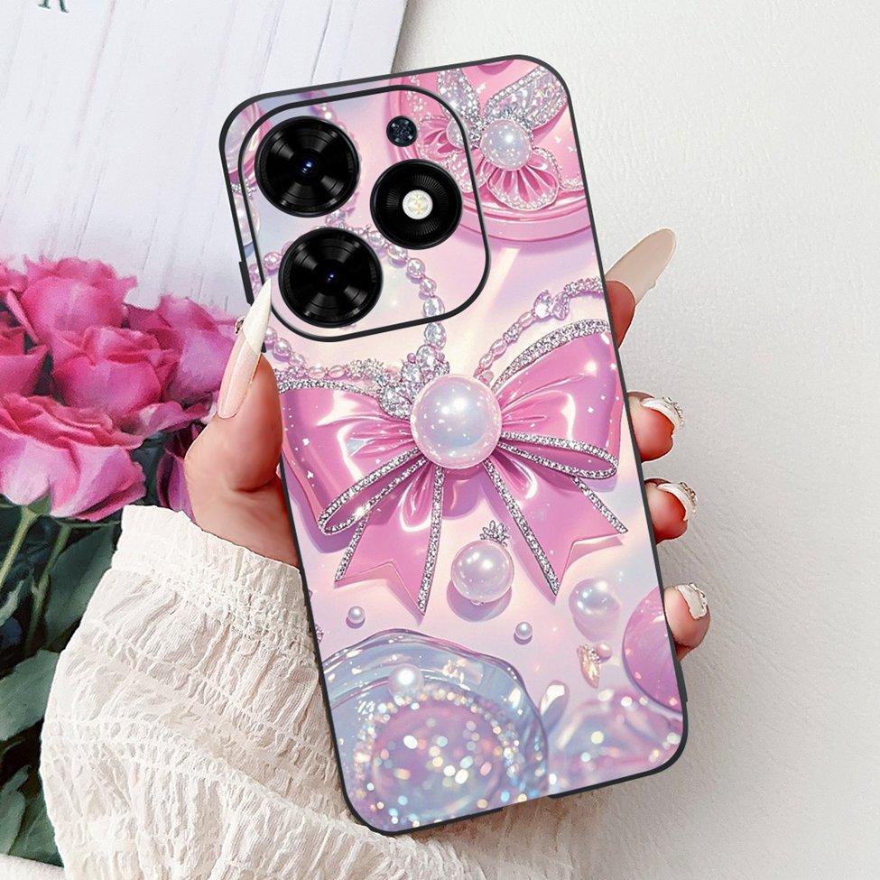 Для Tecno Spark Go 2024 BG6 Задняя крышка Для Tecno Spark Go 2024 Чехол Модный Роскошный Цветы Милый Мультяшный Кот Ударопрочный Силиконовый