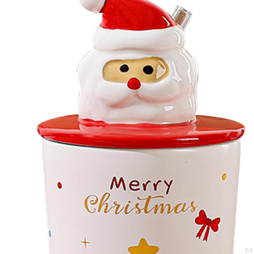 Керамическая кружка с крышкой на Рождество, 400 мл, чашка для кофе и чая с Санта-Клаусом