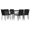 VidaXL Garden Dining Set 7 Pcs Cushions Wicker Steel 3186944