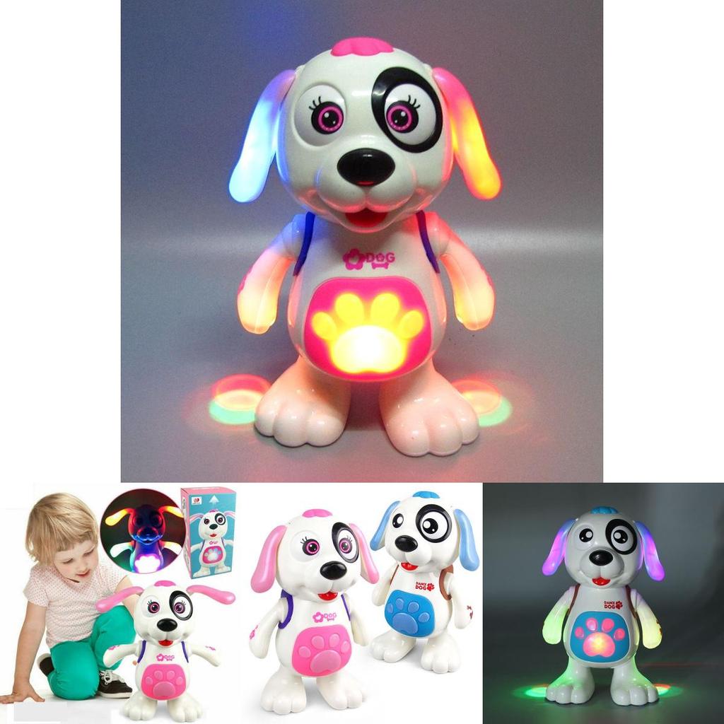 Очаровательная розовая светящаяся и музыкальная танцующая игрушка-собачка для девочек от одного до девяти лет