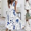 Plus Size Summer Maxi Vest Dress Womens Beach BOHO V Neck Flower Ladies Dress