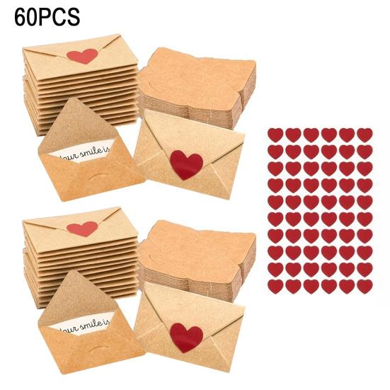 30/60 шт. Мини-записки о любви Сделай сам Маленькие открытки Наклейка-сердечко Записка о любви с конвертами День святого Валентина Романтические