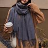 Ladies' Fringed Scarf, Thickened Warm Shawl, Solid Color Design, Multi-functional Neck Warmth, New Style Scarf