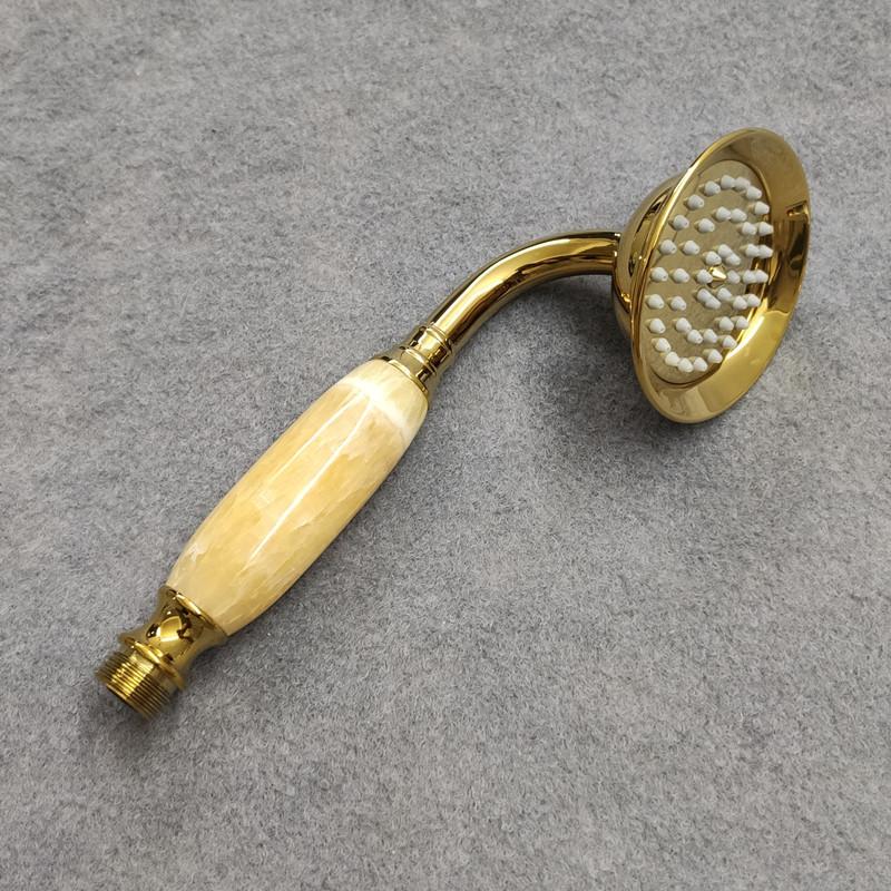 Rose Gold Shower Head Bathroom Natural Jade Hand Shower Head Spray Gold