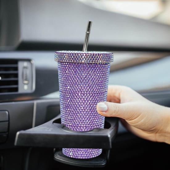 Термокружка со стразами из нержавеющей стали, изолированный стакан с крышкой и соломинкой, игристая вода со стразами