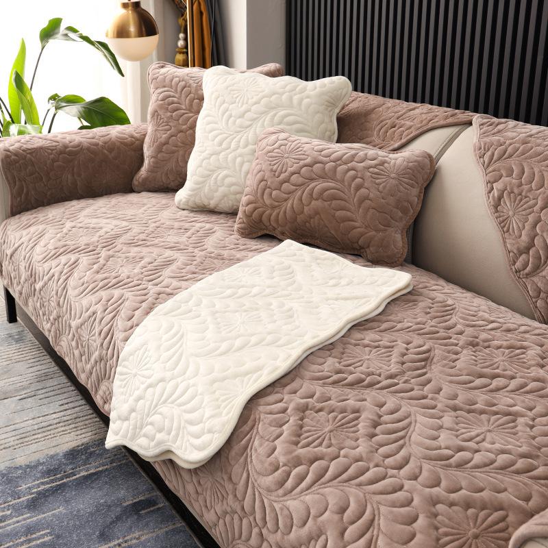 Простая зимняя короткая плюшевая диванная подушка, украшение для гостиной, противоскользящее толстое полотенце для спинки, мягкое, удобное, многоцветное, печатное, чехол для дивана