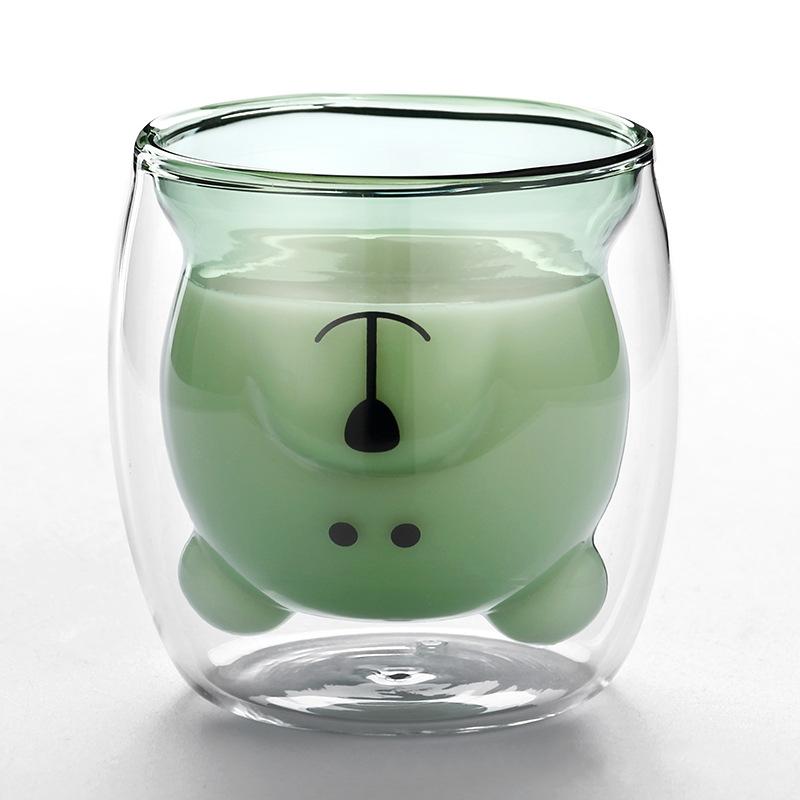 Креативная двухслойная кофейная кружка с милым медведем, двойная стеклянная чашка, картонная чашка для молока с изображением животных, женская милая кошка, утка, собака, подарок, Рождественский подарок