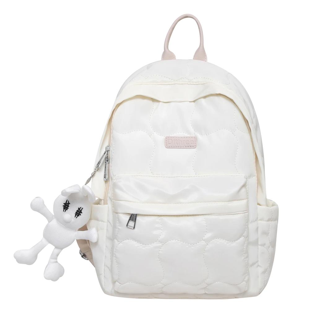 Solid Casual Women's Backpacks Inner Pocket with Zipper Soft Handle Nylon Backpacks Inner Compartment