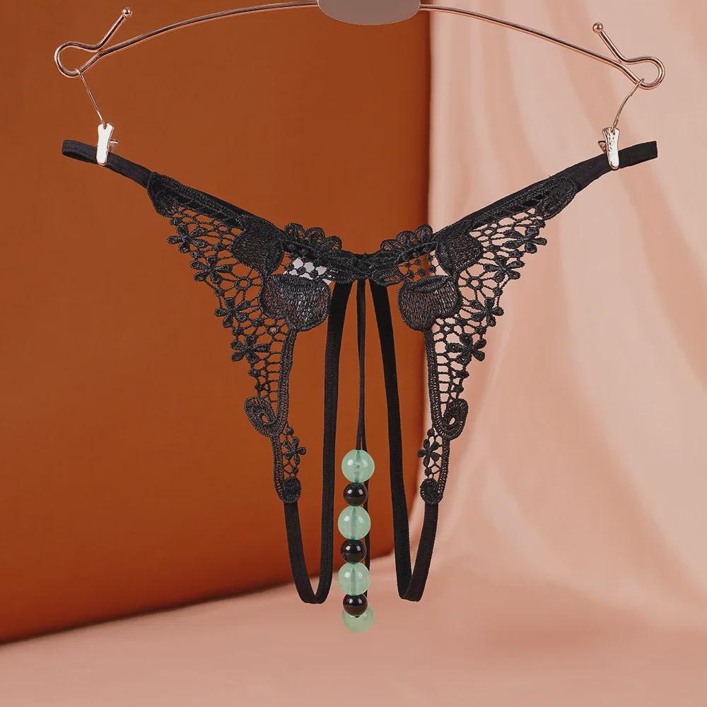 "Светящиеся жемчужные массажные стринги с открытой промежностью для женщин": Сексуальное нижнее белье для ночного клуба"
