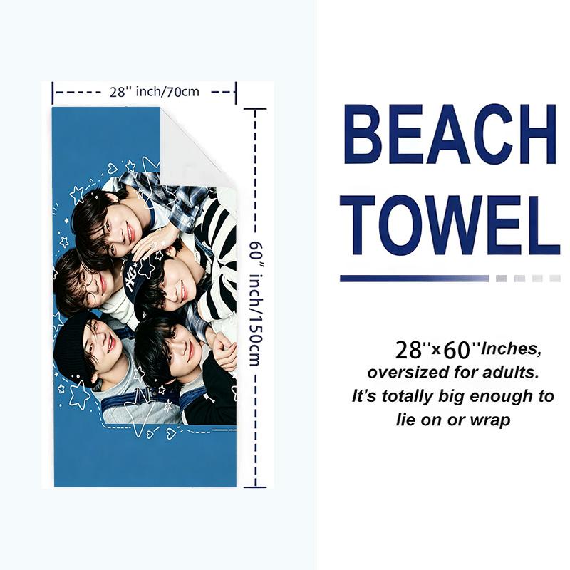 Txt Print Beach Towel, Large Soft Quick Dry Towel for Beach Camping Swimming