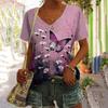 Модная женская футболка с 3D принтом бабочки для женщин, красивые топы с короткими рукавами и v-образным вырезом, женская летняя одежда оверсайз