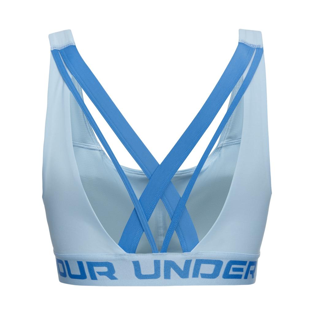 Under Armour Дышащий спортивный бюстгальтер для тренировок с принтом букв, простой, удобный, для фитнеса, женский, цвет Синий ручей 1390377-494