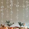 4PCS Transparent Bubble Garlands Mermaid Party Decor Flat Cutouts Hanging Streamer for Birthday Baptism Ocean Wall Baby Shower Under Sea
