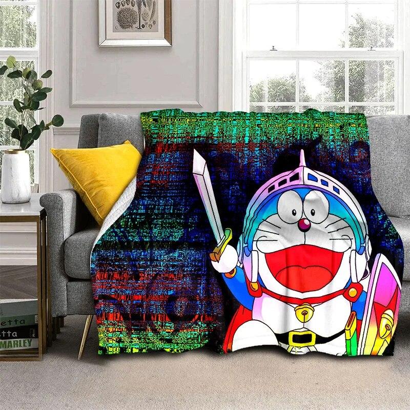 3D Printing D-Doraemon Anime Cartoon Blanket,Soft Throw Blanket for Home Bedroom Bed Sofa Picnic Travel Office Cover Blanket Kid
