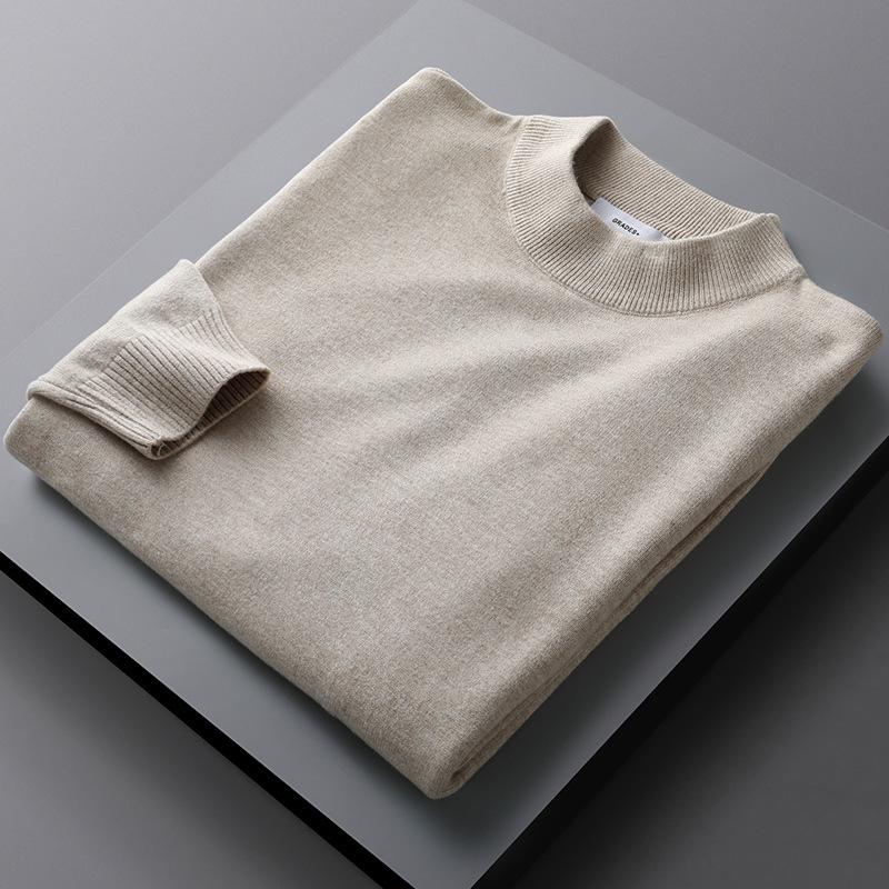 Свежий и элегантный свитер мужской антипиллинговый высококачественный трикотажный свитер с высоким воротом приталенный свитер с длинным рукавом однотонный трендовый мужской свитер