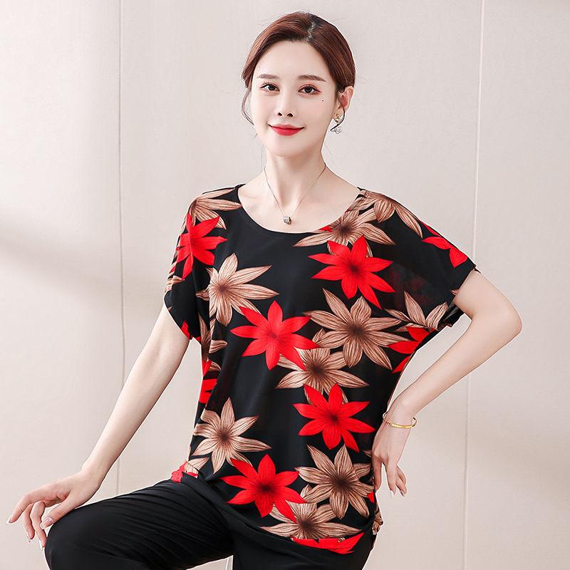 Женская модная повседневная футболка с короткими рукавами и сотнями принтов, свободные дышащие топы