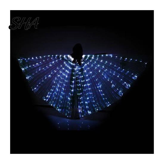 Battery Operated LED Wings Light Up Belly Dance for Adults Kids, Glowing Halloween Costume Performance Props Lighted Isis-style with Colorful Lights,