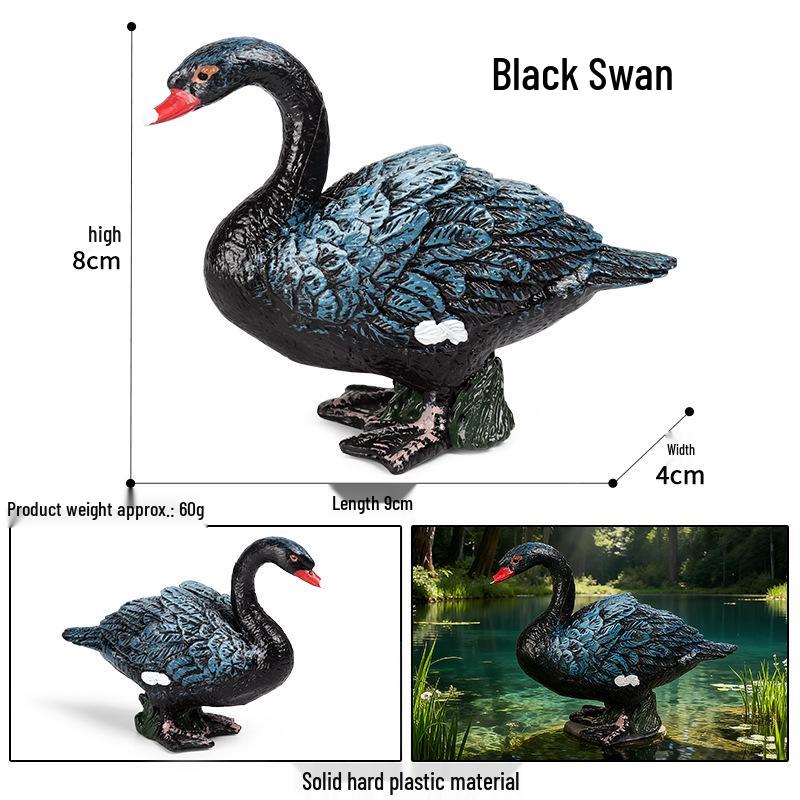 Wild Animal Model Toy Set: Swan, Lion Head, Goose