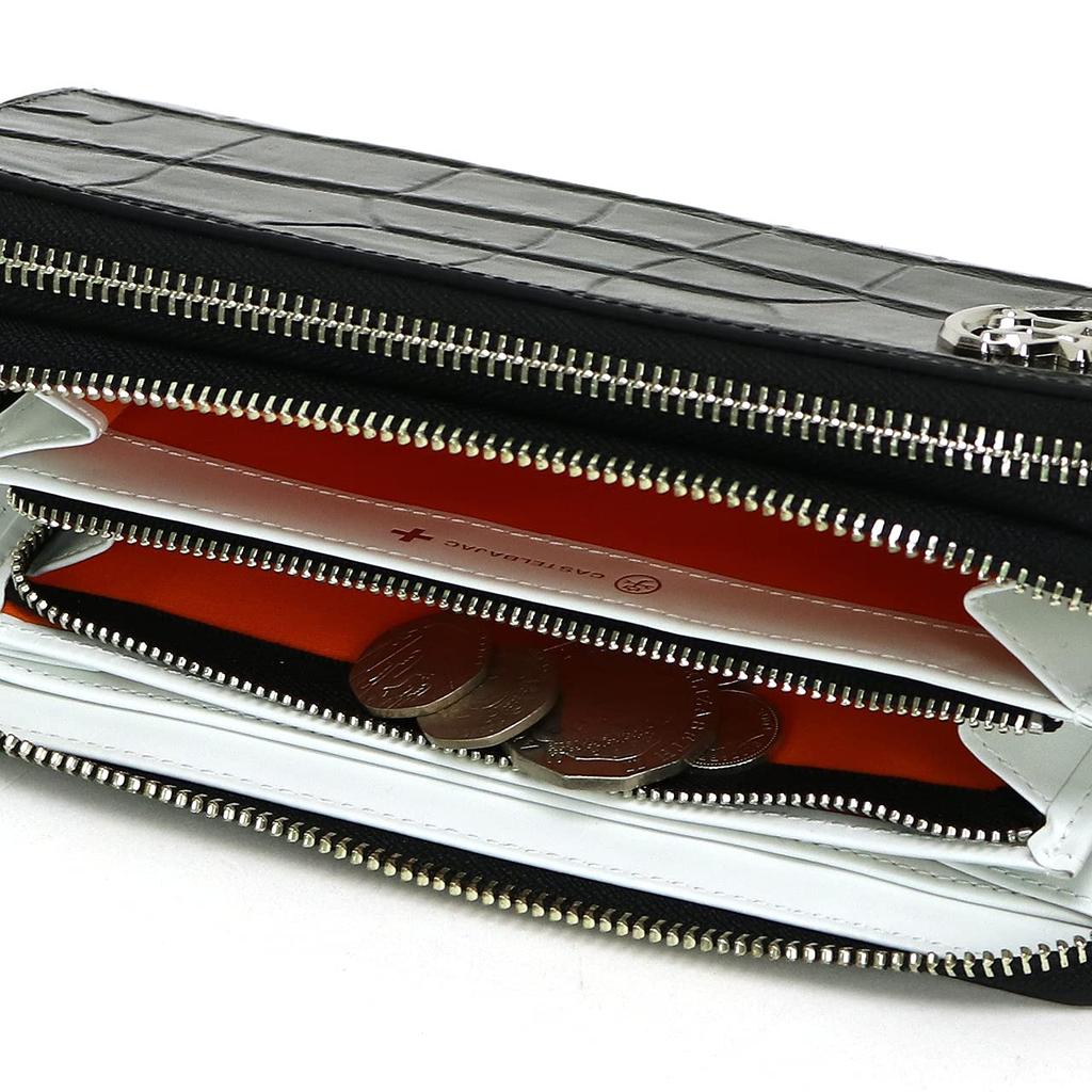 Castelbajac Gypse 023624 Round Zipper Long Wallet with Coin Purse, 2 Rooms, Black