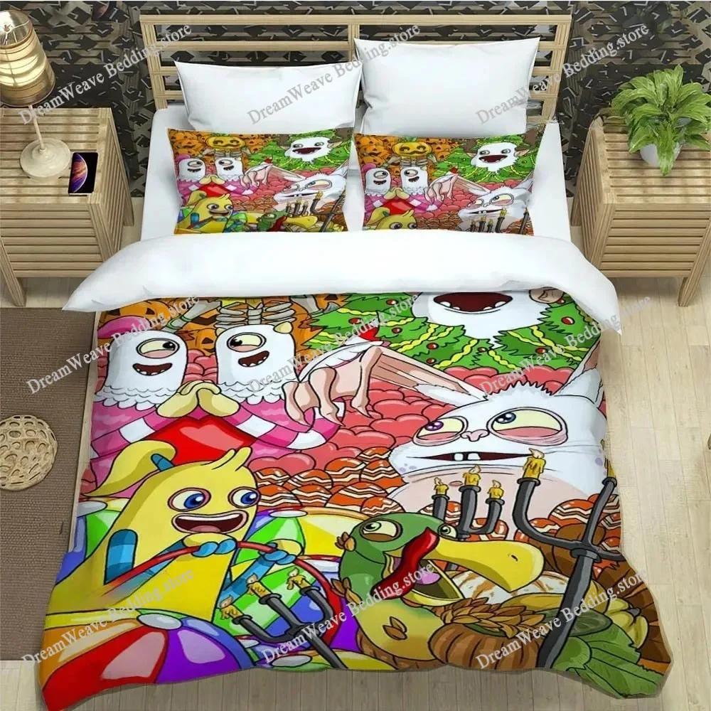 My Singing Monsters Anime Bedding Set Single Twin Full Queen King Size Duvet Cover Set for Adults Boys Bedroom  Luxury Gift9