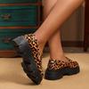 Женские туфли большого размера с низким верхом и леопардовым принтом в британском стиле, кожаные мокасины с толстой подошвой, удобная повседневная обувь для отдыха на природе