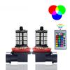 Автомобильная светодиодная противотуманная фара RGB красочный пульт дистанционного управления противотуманная фара мигающая 27SMD модифицированная лампа беспроводной пульт дистанционного управления H11 9006