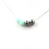 Stones and Minerals. Amazonite + Hematite 8 Mm Pearl Necklace Stainless Steel Chain.