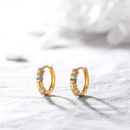 Позолоченные 18K Серьги-кольца и каффы из стерлингового серебра S925 с цирконами - Роскошные трансграничные ювелирные аксессуары