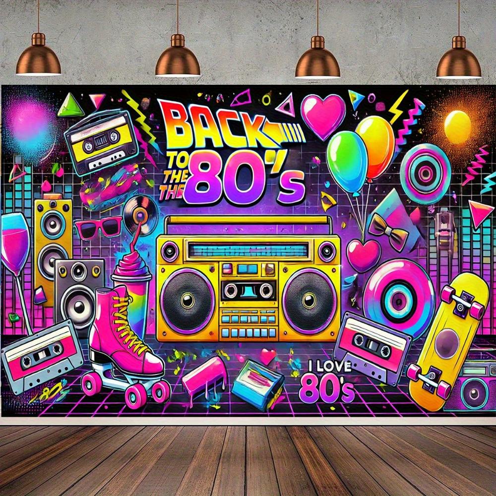 1pc retro 80s background fabric banner suitable for theme parties anniversaries holiday celebrations