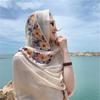 Cotton Linen Ethnic Style Scarf Printing Shawl Embroidery Flower Scarf Simple Large Shawl  Student