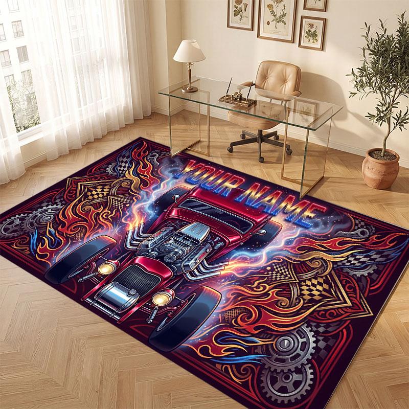 Fantasy Magic Theme Crystal Velvet Floor Rug Personalized Custom Name Text Warm Carpet Home Decoration
