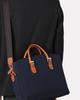 Matt Canvas Leather Combination Briefcase Messenger Navy