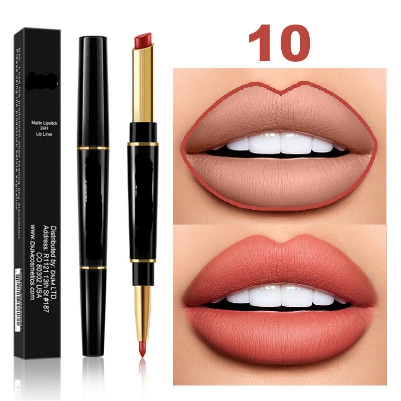 12 цветов, сексуальная красная матовая помада для губ, подводка для губ 2 в 1, матовая помада для макияжа, прочная водостойкая телесная красная помада, косметика для губ