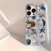 Прозрачный чехол IMD для телефона iPhone 17 Pro Max 16 15 14 13 12 11 8 7 Plus 16E 17E XS X XR с элементами океана, кокосами и морскими звездами
