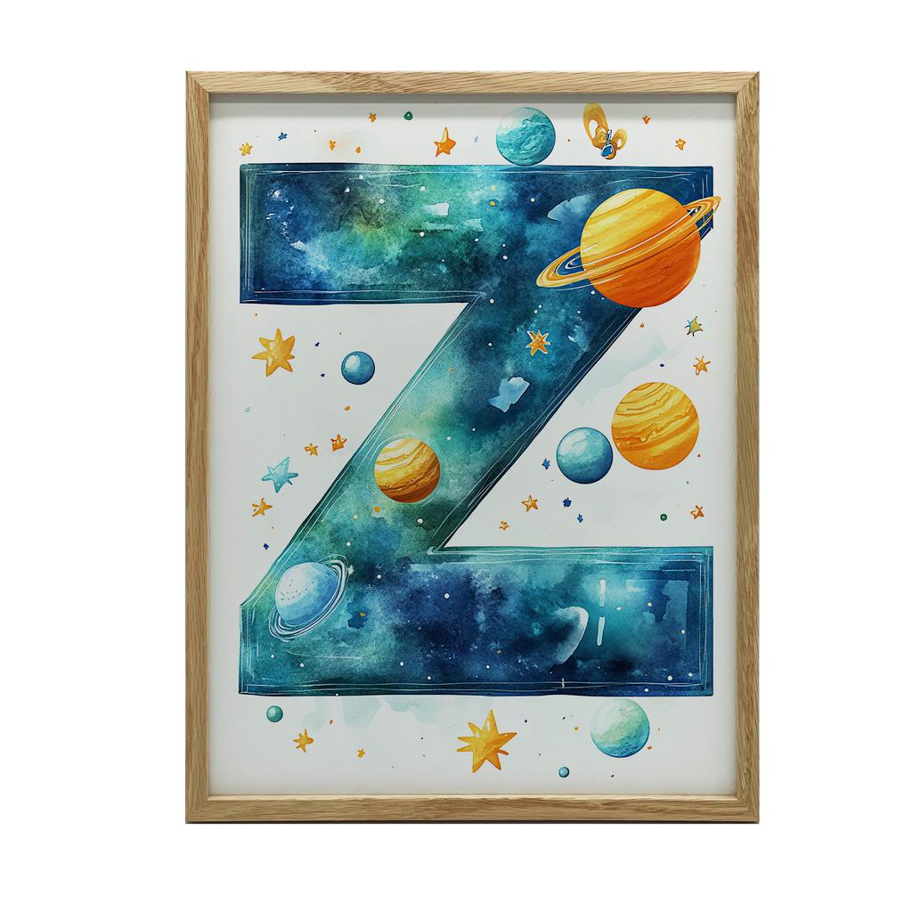 Poster With Letter Z In Galaxy Poster With Letter Z In Galaxy, 30X40 Cm, Gold Aluminum Frame, 230 Gsm Matte Paper