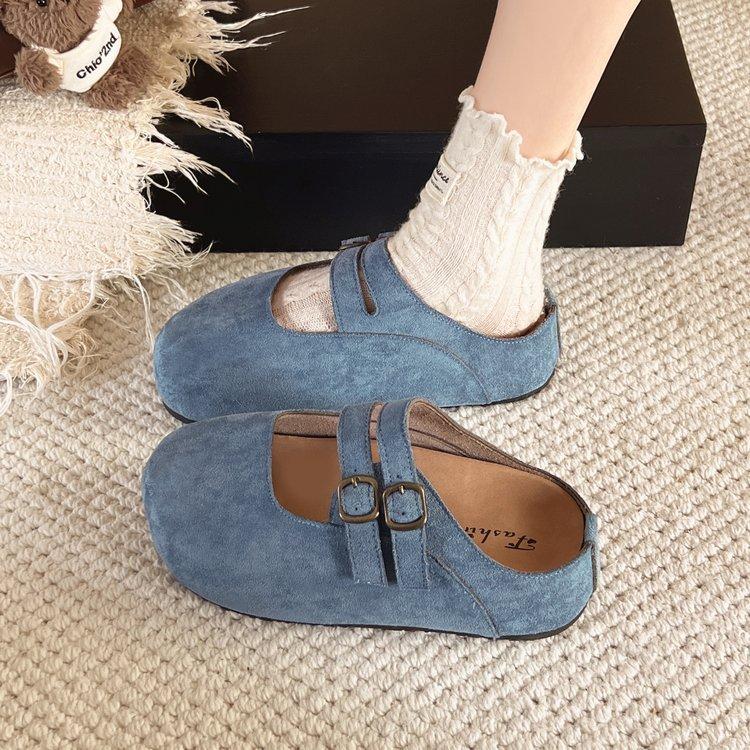 Тапочки-мешки Mori в стиле ретро с круглой подошвой и толстой подошвой для верхней женской одежды, весна 2025, новые ленивые тапочки с одной педалью и мягкой подошвой