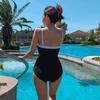 Korean ins one-piece triangular swimsuit female slim and thin Korean version of sexy backless swimsuit