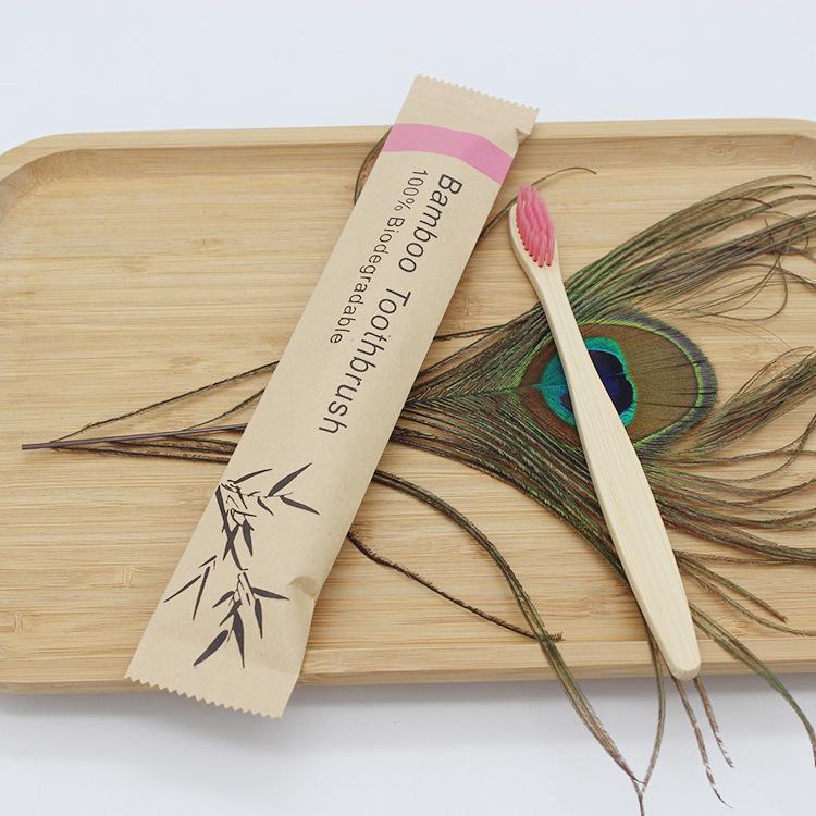 Bamboo Toothbrush Natual Color Individual Package Multiple Color Bristles High Quality Dental Clinic Eco Friendly Material