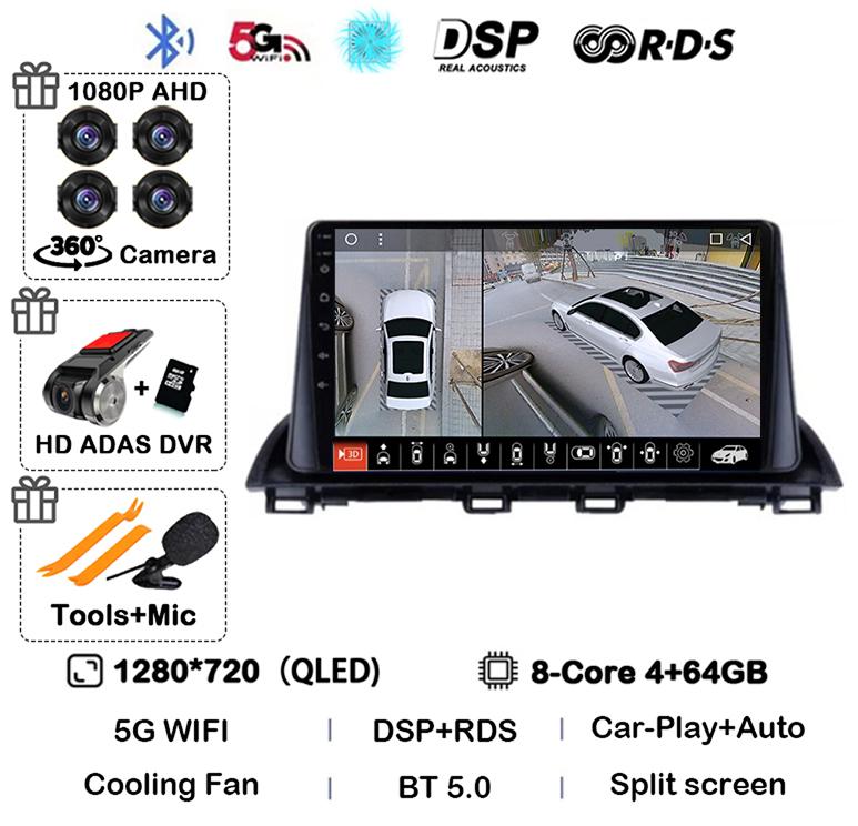 Android 14 Carplay Auto For Mazda 3 Axela 2013 - 2019 Car Radio Multimedia Player GPS Navigation Video Stereo Head Unit 2Din DVD