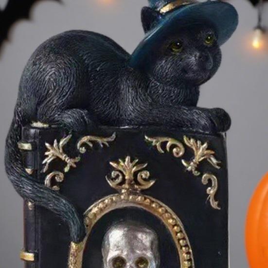 Halloween Resin Book Sculpture Ghost Hunter Hand Statue Decorative Figurine Spooky Devil Eye Collectible Tabletop Ornament