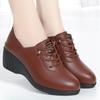Fashion Spring Autumn Women's Fashion Pumps Soft Leather Wedges Casual Comfortable Mother's Single Shoes Granny Middle-aged Elderly