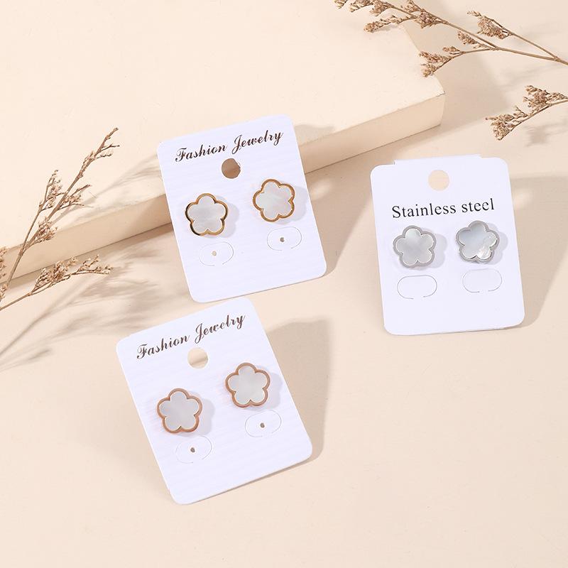 Titanium Steel Korean Light Luxury White Bai Xiahua Little Flower Earrings