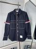 High Version Double-Sided Webbing Stripe Denim Jacket with Lapel for Men and Women