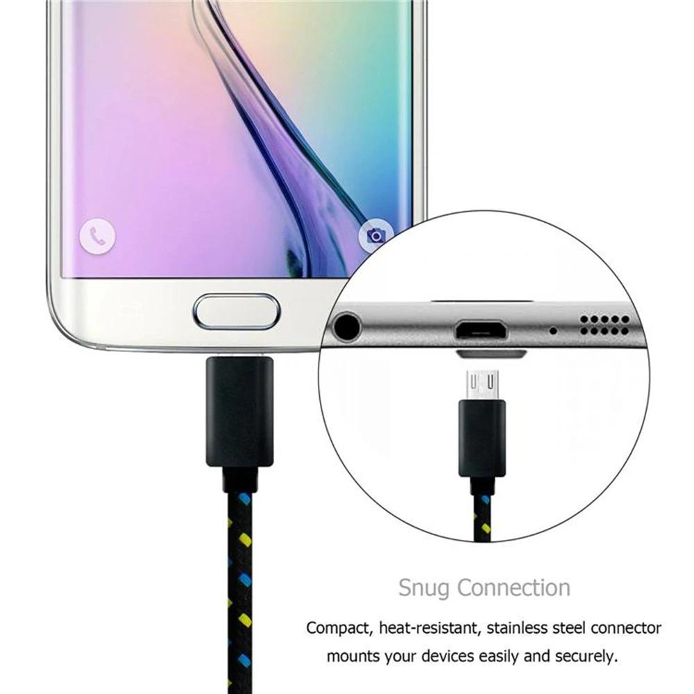 Кабель Micro USB 2.4A 0.5м/1м/2м/3м Кабель для синхронизации данных USB для зарядки для Samsung Xiaomi Android Нейлоновая оплетка Кабель для передачи данных Microusb