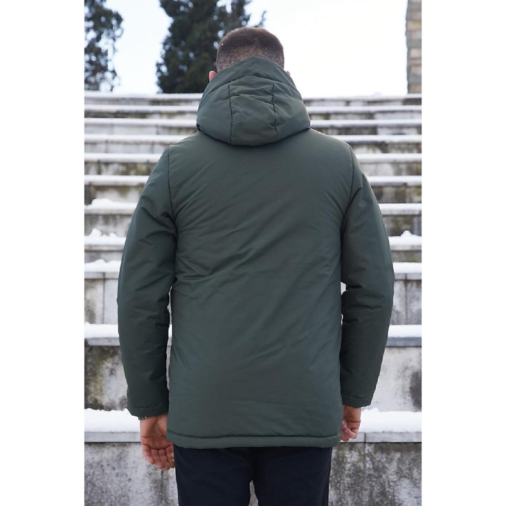 Мужское черное флисовое зимнее пальто с водо- и ветрозащитным капюшоном